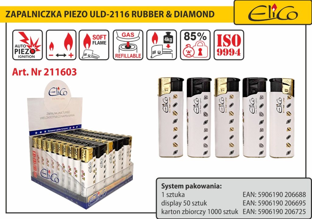 211603_Zapalniczka-piezo_ELICO_ULD-2116-Rubber-Diamond